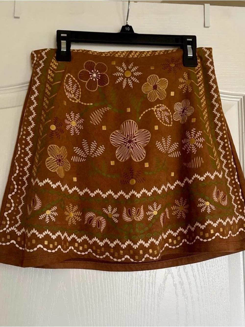Amy Byer Brown Floral Girls' Skort with Cream and Green Accents